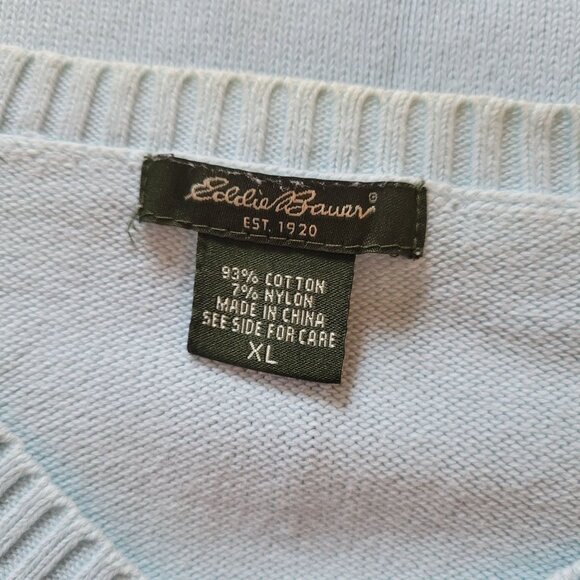 Eddie Bauer Light Blue V-Neck Sweater XL - Picture 4 of 4